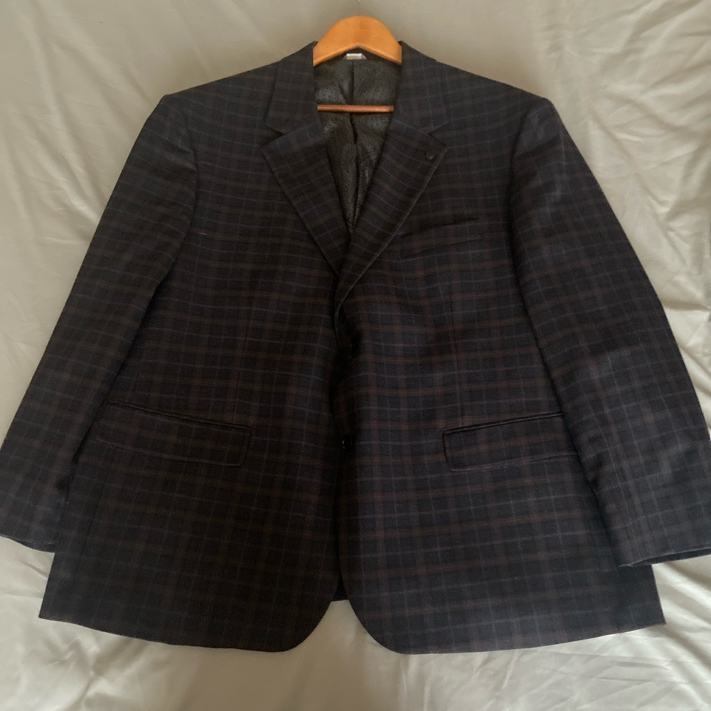 Classic Black Sport Coat with Windowpane Pattern